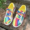 Rainbow Color Lace Up Sneakers Women Casual Non-Slip Platform Vulcanized Shoes Woman 2025 Autumn Flats Running Walking Shoes 43