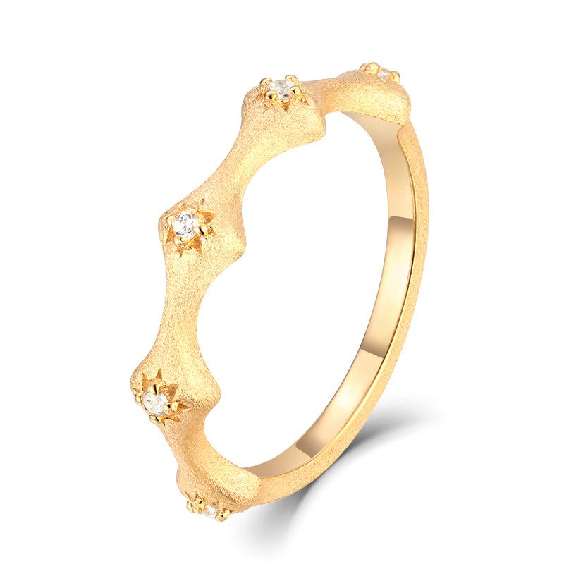 

K gold s925 silver section high rise bamboo ring ring ring brushed silk engraved medieval ring no. 6