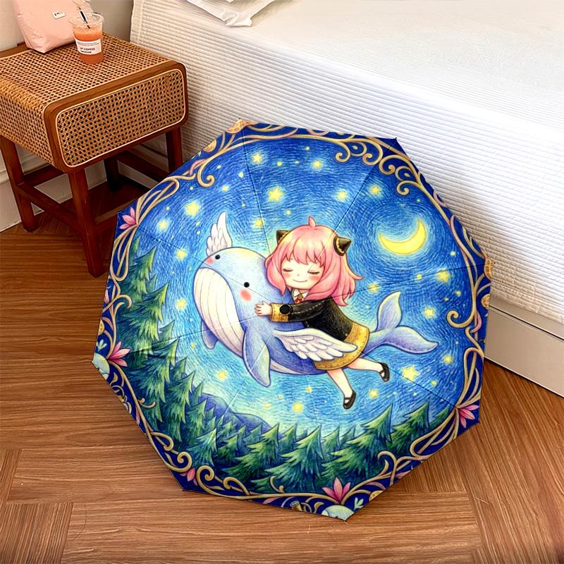 

1PC Automatic Folding Umbrella Anya Forger Pattern 8 Ribs Portable Foldable Travel Umbrella Christmas Birthday Gift