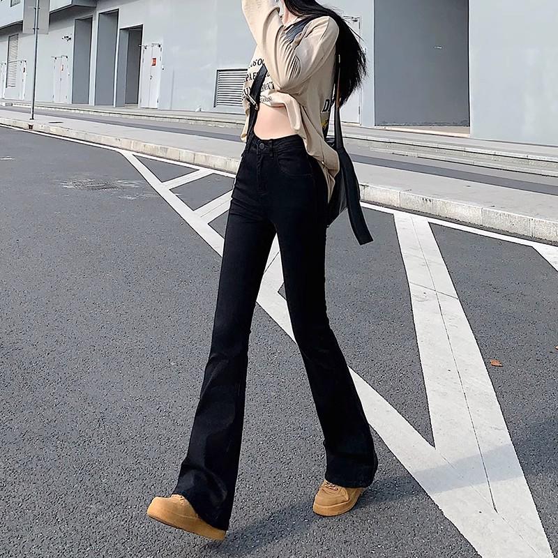 

Women s Black High Waist Stretch Flare Jeans: Plus Size, Trendy Spring/Autumn Mop Trousers XS