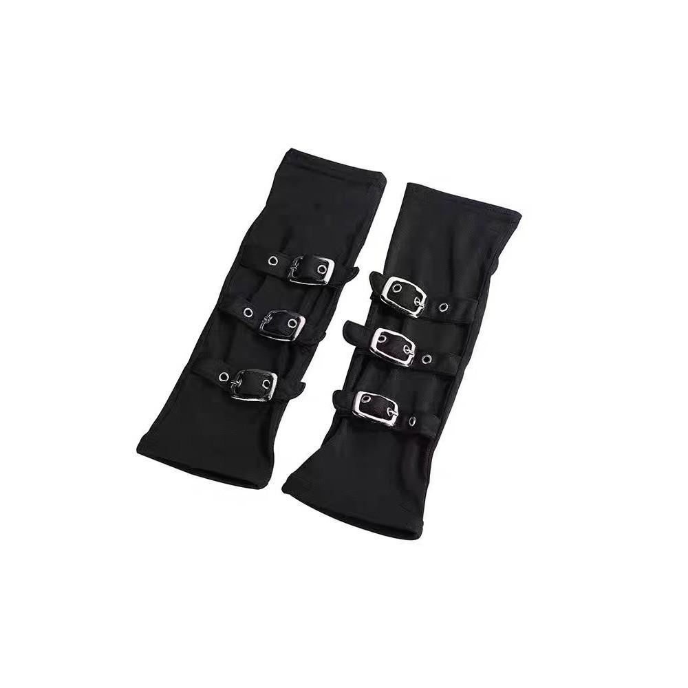 Punk Style Fingerless Gloves with Buckle Straps Gloves Arm Sleeves  Cosplay Stage Performances