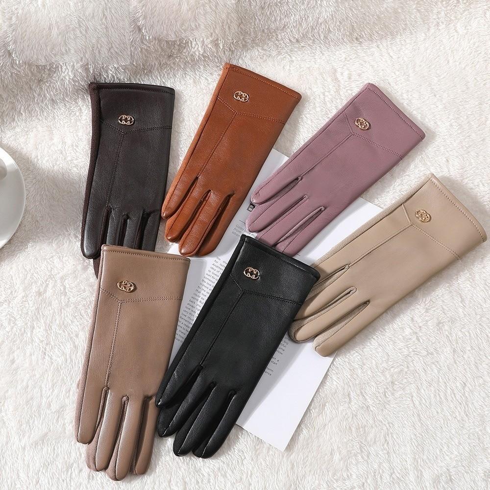 New PU Leather Winter Gloves Warm Full Finger Touch Screen Gloves Touchable Screen Coldproof Driving Mittens Girls