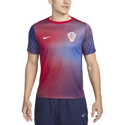 Camiseta de Manga Corta con Cuello Redondo para Hombre, Camisetas para Hombre, Rayas, Estampado de Insignia con Logo Dri-FIT, Casual para Exteriores, Deportes, Azul Real FQ8648-455