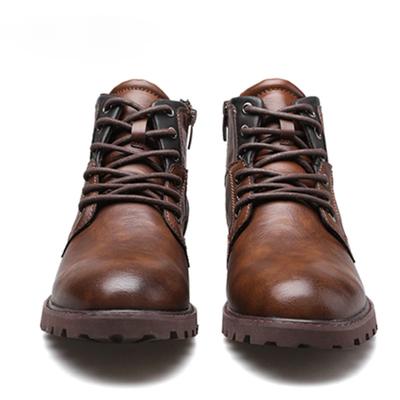 Retro Leather Men Ankle Boots High Top Shoes Autumn Outdoor Non-slip Work Shoes Men's Motorcycle Boots Brown Boots for Men