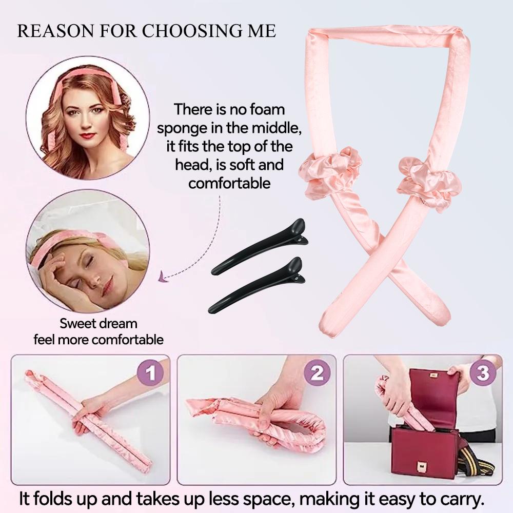 Lazy Natural Wave DIY Rollers Heatless Hair Curlers No Heat Non-Slip Curlers With Hairpin For Short Long Hair Overnight Curls