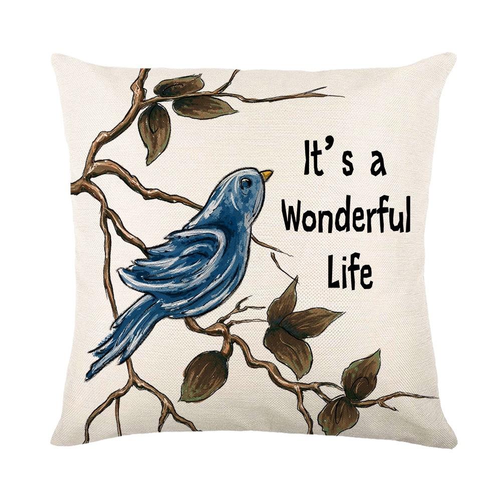 Christmas Pillowcase Linen Print Santa Claus Snowman Home Pillowcase Bedroom Cushion