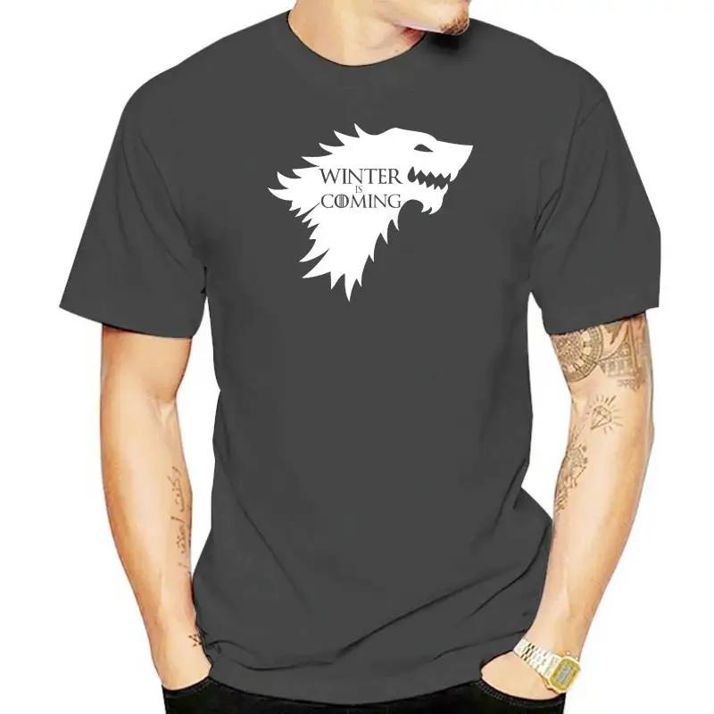 

Летняя футболка Harajuku Custom Heavyweight Informal Новое поступление Зима приближается Цитата Слоган Present of Thrones Cool Mens Game XXXXXL чёрный