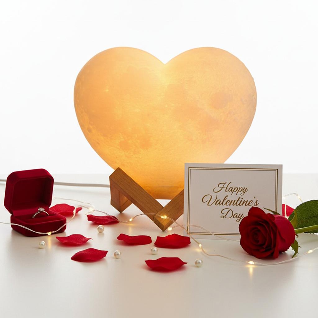 Heart Shaped Night Light 16 Colors Adjustable USB Bedside Lamp Rechargeable for Christmas Valentine Day Anniversary Wedding