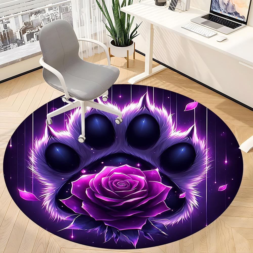1pc Paw Rose Print Chair Carpet for Office Machine Washable Rug for Office, Good Gift for Family or Friends yy251225237