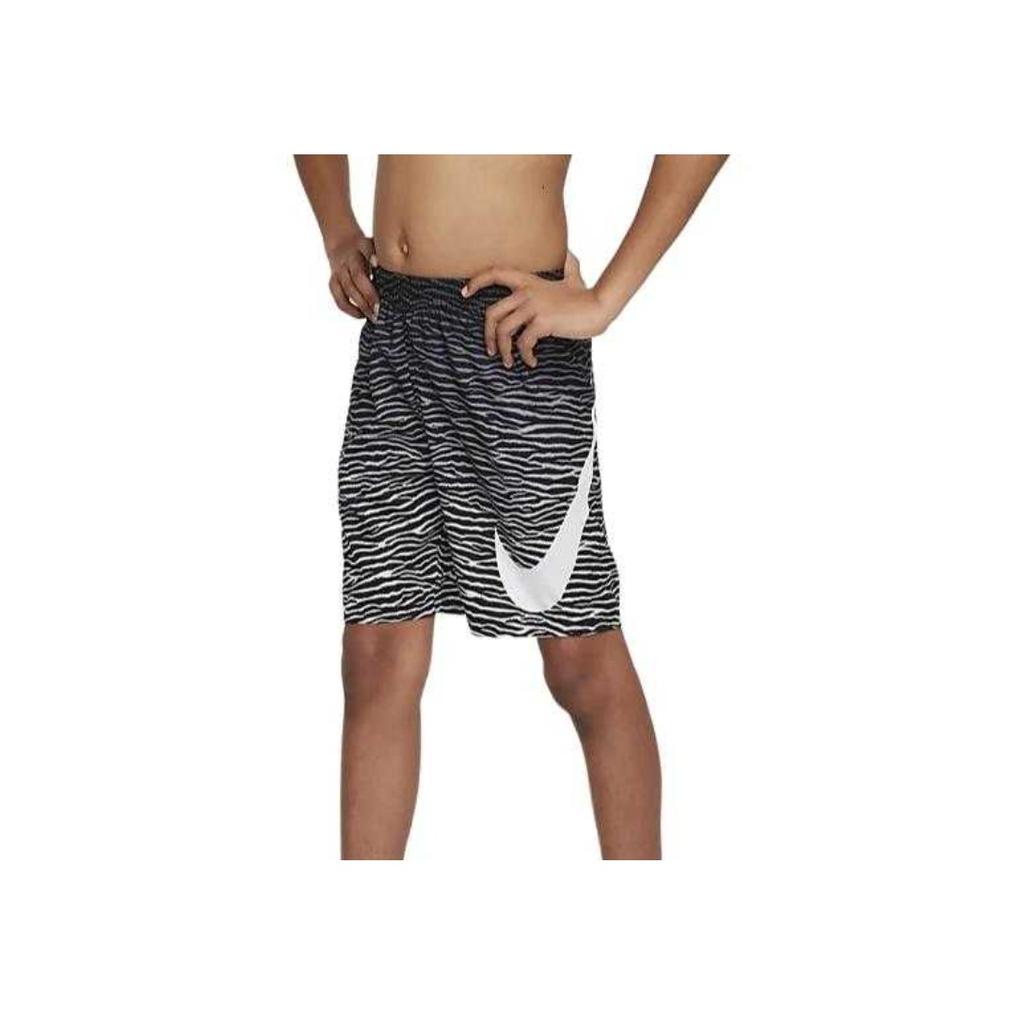 Nike Pantaloncini da Spiaggia Sportivi Casual con Stampa Integrale Logo Degradé Pantaloncini Bambino Nero FZ6495-010