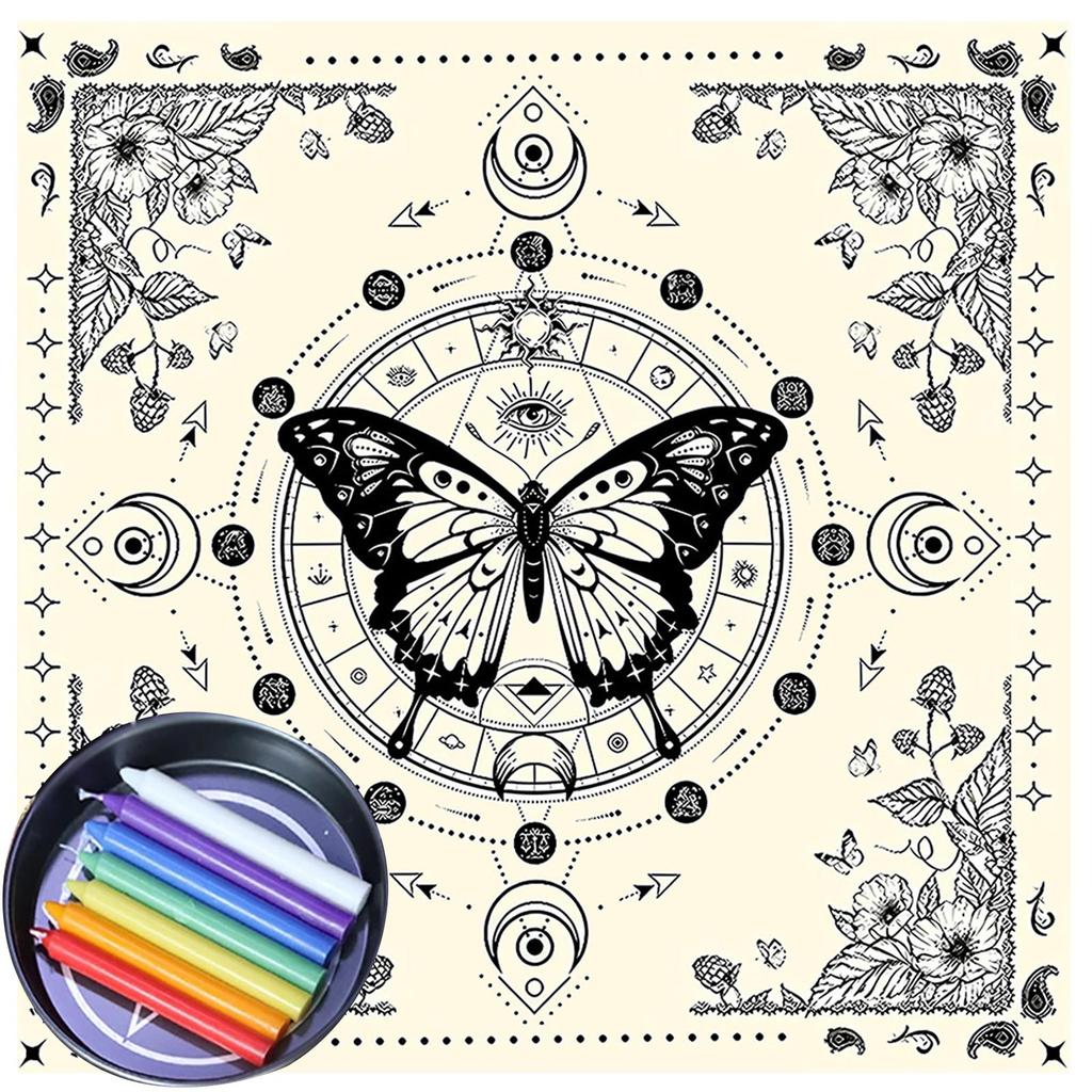 Divinations Tablecloth Moon Butterfly Astrologys Tarots Cards Tablecloth Altars Cloth Divinations Board Game Accessory