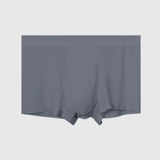 Men Boxer Underwear Mid-rise Elastic Waistband Solid Color Shorts Briefs Solid Color Ice Silk Summer Panties Daily Wear