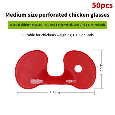 50 Piezas Gafas Rojas de Plástico para Pollos Faisanes Gafas Antipecking con Perno Protegen Suministros Avícolas Accesorios de Granja para Gallinas