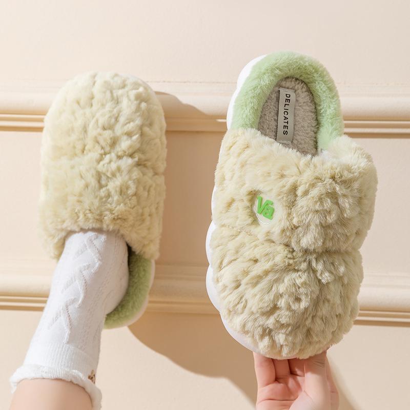 Women's and Men's Non-Slip Plush Cotton Slippers for Spring, Autumn, and Winter