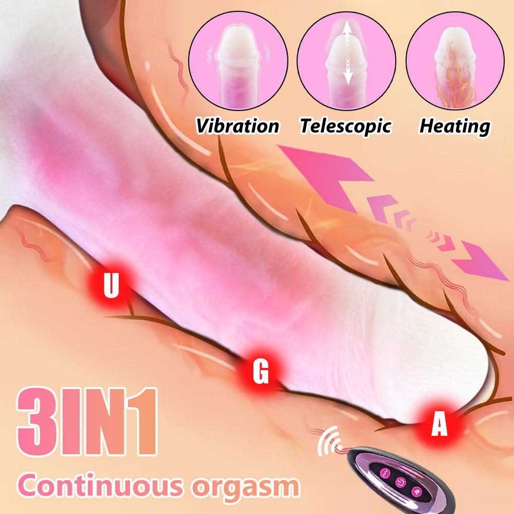 Vkládací dildo Vibrační erotické hračky se 3 režimy vkládání a 10 režimy vibrací a vyhřívání Dálkové ovládání análního stimulátoru G-Spot Dildo pro dospělé