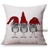 Happy New Year Cartoon Animal Cushion Cover Santa Claus Elk Christmas Decorative Cotton Linen Sofa Throw Pillow Case Cojines