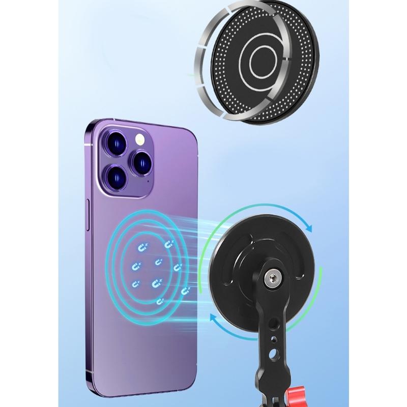 Magnetic Phone Holder Tripod Mount Clamp Aluminum Alloy with Cold Shoe Mount 1/4 " Screw for Smartphone