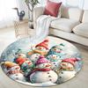 Snowmen Round Area Rug,Carpet Rug for Living Room Bedroom Sofa Playroom Decor,Non-slip Floor Mat