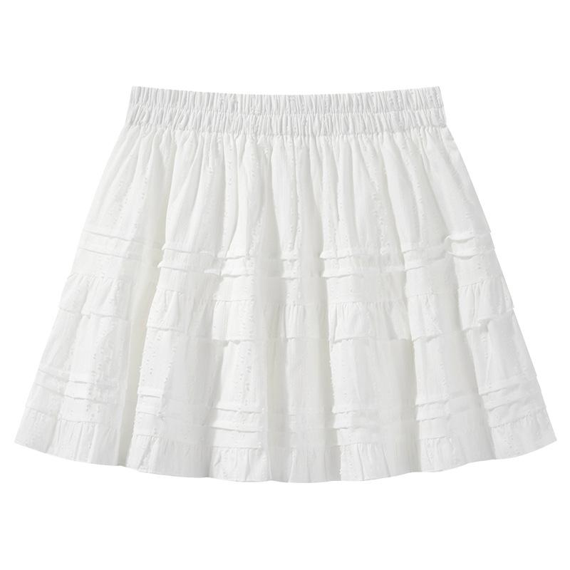 

White High Waist Slimming A-line Skirt for Women - Summer 2025 Medium чёрный