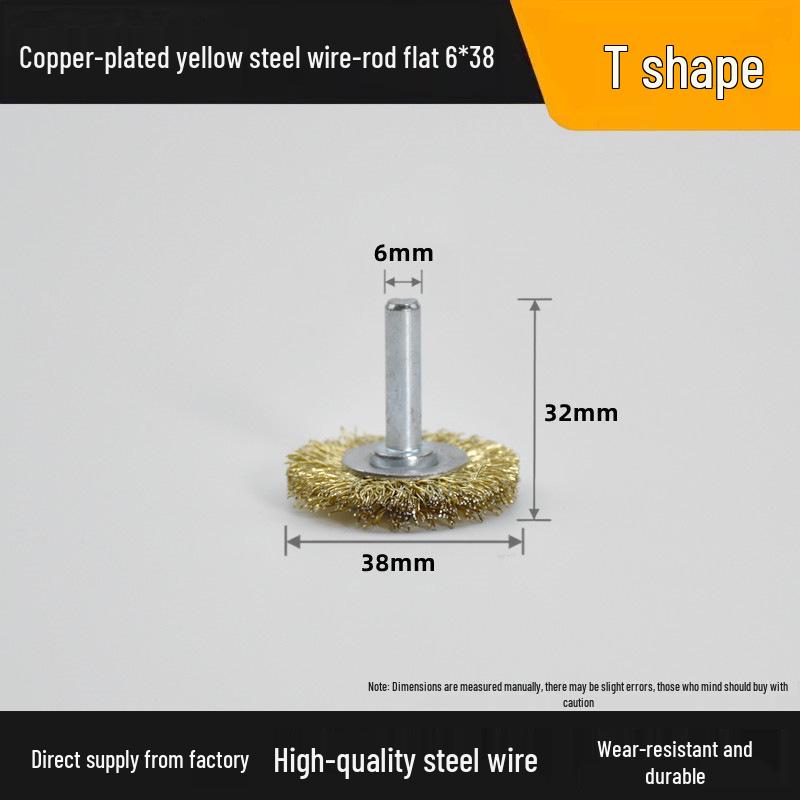 T-Shaped Electric Wire Brush with Handle for Rust Removal and Metal Cleaning - 6mm Handle