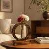 Home Decoration Hydroponic Flower Pot Wooden Small Glass Vase Decorative Vase  Desktop Decor