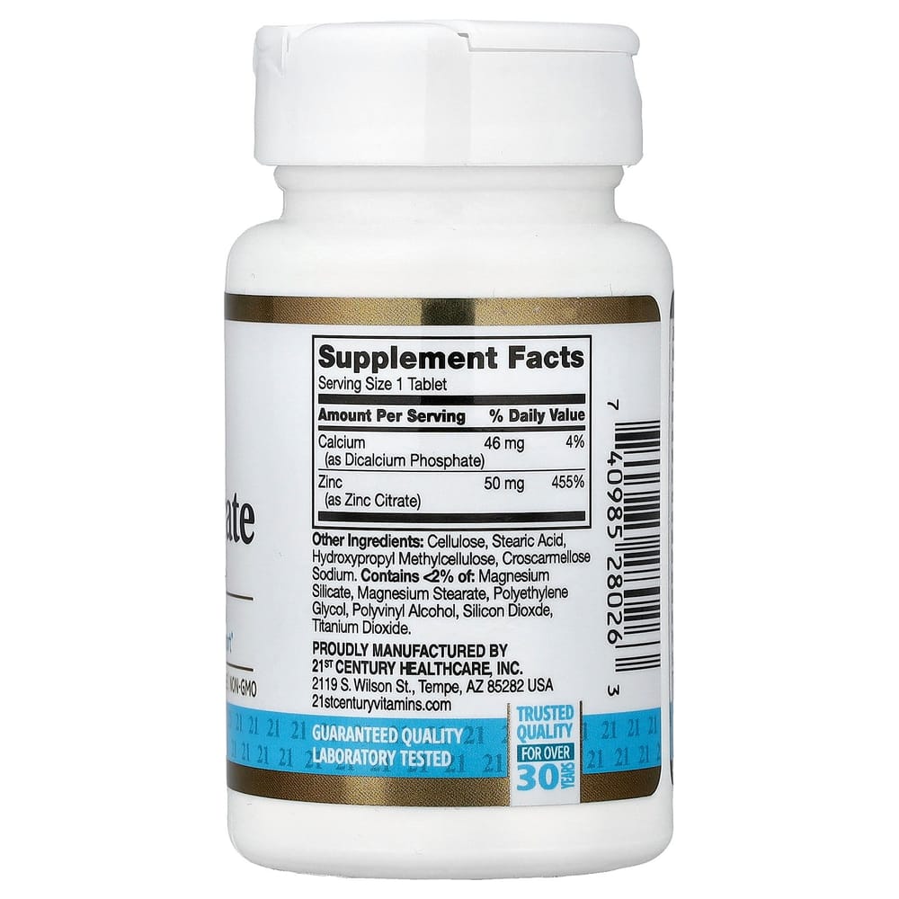 21st Century Sentry Zinc Citrate 50mg, 60 Tablets