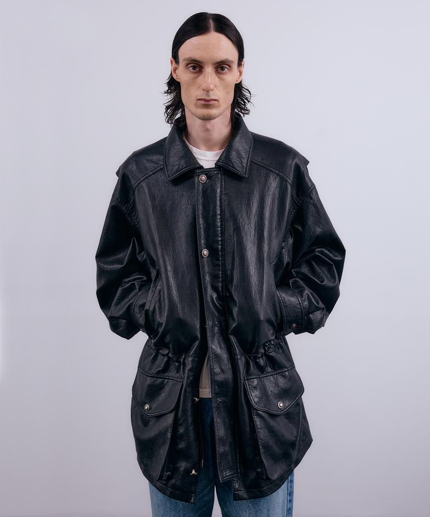 Nuakle (M) Safari Faux Leather Jacket_Black
