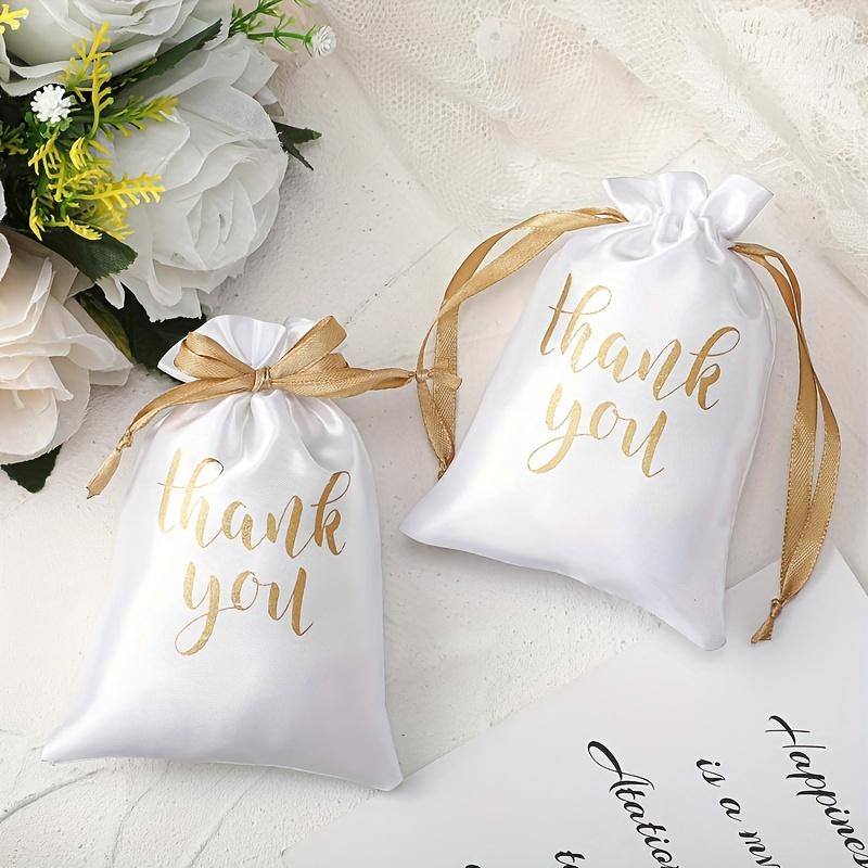 10pcs, Satin Thank You Gift Bags with Drawstring - Perfect for Weddings, Bridal Showers, Youngsters & Birthday Parties, 13x18 Cm