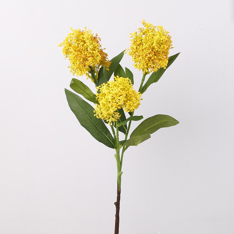 Single Wooden Hydrangea Fake Flower Interior Decoration Ornament Floral Arrangement, Wedding Simulation Snowball Flower