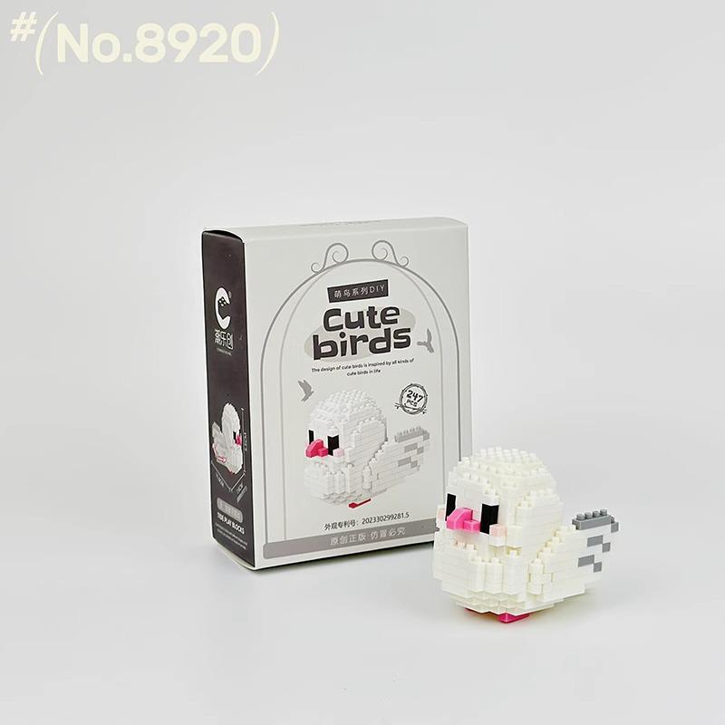 Kawaii Building Blocks 3D Bird Cute Parrot Model Assemble Table Decor Children Toys for Kids Gifts Micro DIY Bricks