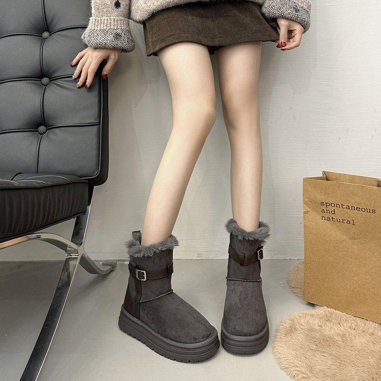 Inner heightening thick-soled Northeast snow boots women's 2025 autumn and winter new velvet warm outer cotton shoes fluffy cotton boots