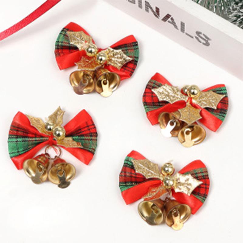 

2Pcs Mini Christmas Bow With Bell Hanging Ornament for Xmas Tree Wreath Accessories Home Party New Year Gift 2025 Navidad as show