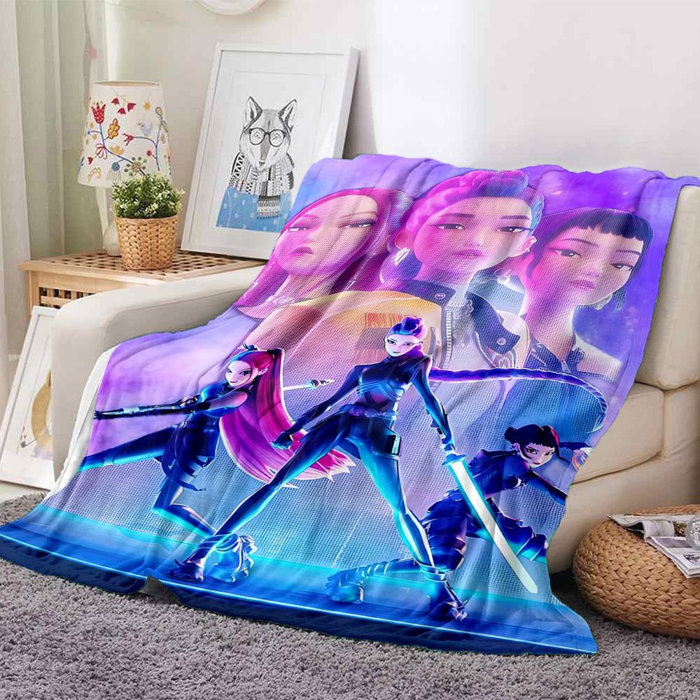 1PC K POP Demon Hunters, Huntrix Blanket, Throw For Sofa, Bed, Travel, Camping, Livingroom,