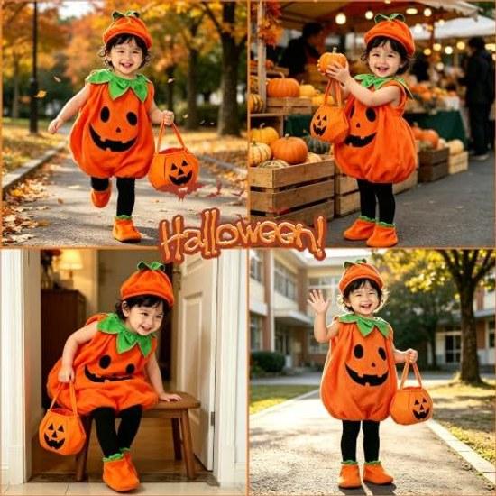 Pclife Halloween Cosplay Pumpkin Bag Included Children Costume Outfit Disguise