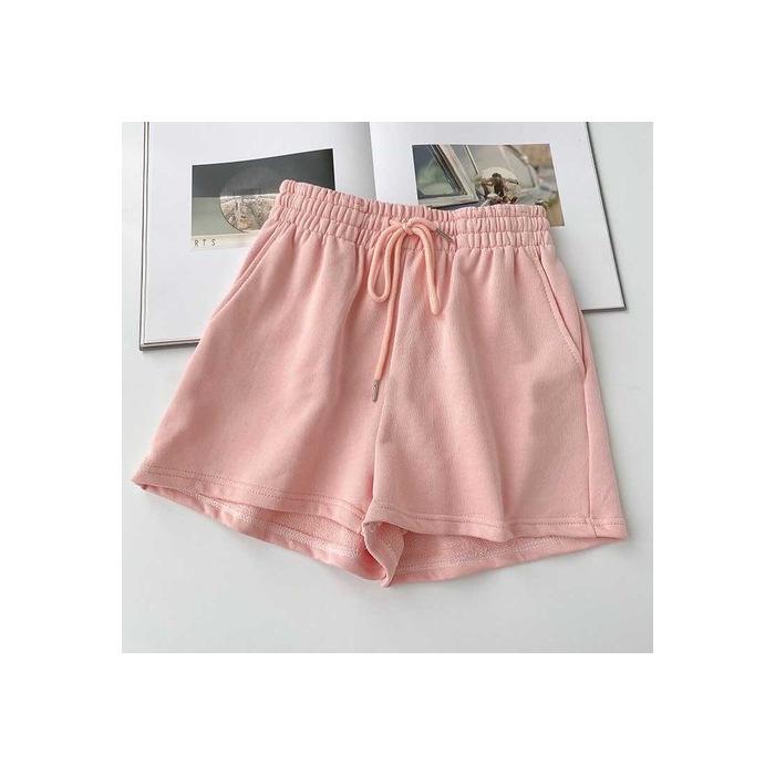 

Женские летние повседневные шорты с высокой талией, свободные, с прямыми штанинами Medium розовый