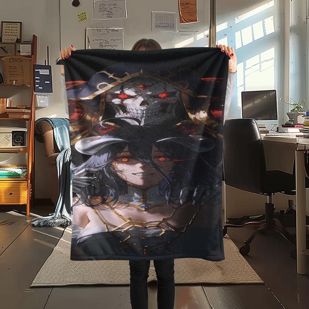 1PC OVERLORD Print Flannel Blanket, High quality All Seasons, Home Decor, Warmth and Comfort, Perfect for Christmas Gifts