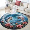 Dolphins Round Area Rug,Carpet Rug for Living Room Bedroom Sofa Playroom Decor,Non-slip Floor Mat
