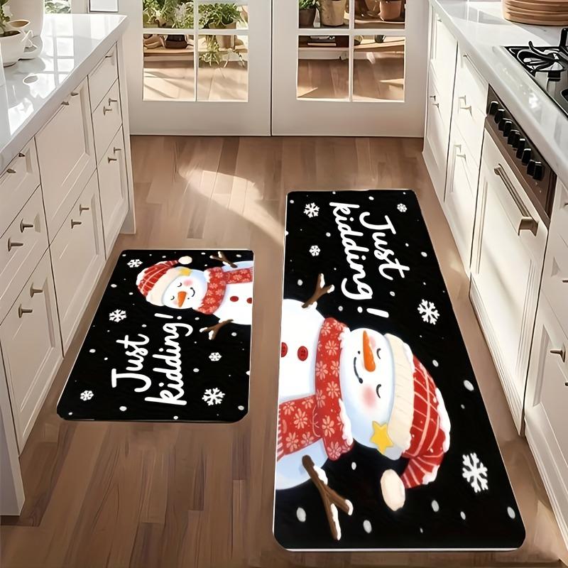 1PC Festiive Snowman Joke Kitchen Rug Non-Slip Door Mat Pop Design Bathroom Rug Bath Mat Carpet for Home Sink Laundry Decor