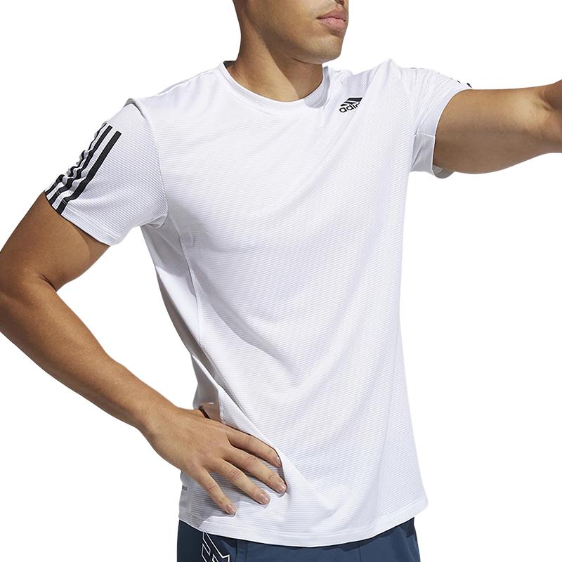 adidas T Shirts Men's White Crew Neck Moderate Straight Fit GQ2164