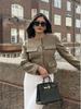 European and American Style Round Neck Short Fashion Coat with Button Accents - Autumn Collection