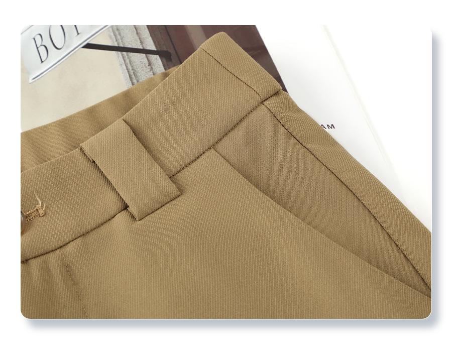 Khaki Straight-Leg Pants for Women: 2025 New Spring/Autumn Style, Casual Nine-Point Draping Suit Pants