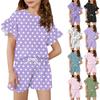 Girls' Summer Outfit Ruffle Sleeve Top And Shorts Clothing Set Lightweight Casual Two Piece