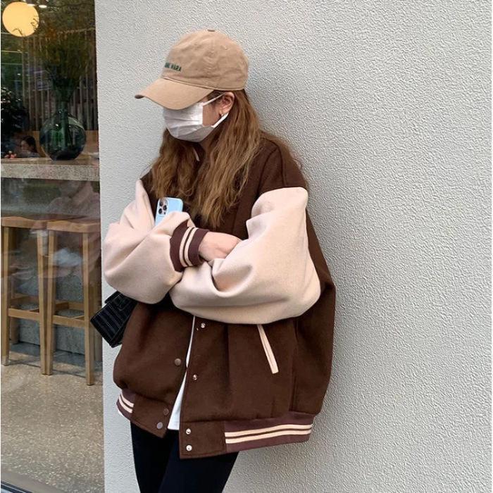 Women s Retro Academy Style Baseball Jacket - Spring/Autumn Stand Collar Casual Hong Kong Sport Jacket, 2022 Collection 3XL