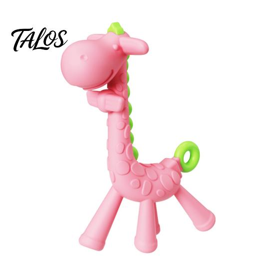 Weiches Beißspielzeug für Neugeborene Baby-Giraffe Zahnungs-Kleinkinder, Lebensmittelgeeigneter Silikon-Stick Zahnfleischpflege, Tragbarer Beruhigender Reise-Beißring BPA-Frei 0-12 Monate,
