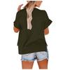 Women's Fashionable Loose-Fit Casual Shirt Button-Up Short-Sleeve Cotton-Linen Blend Top