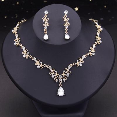Collares Pendientes de Cristal con Pedrería para Mujer Joyería de Moda Boda Baile de Promoción Accesorios para Disfraz