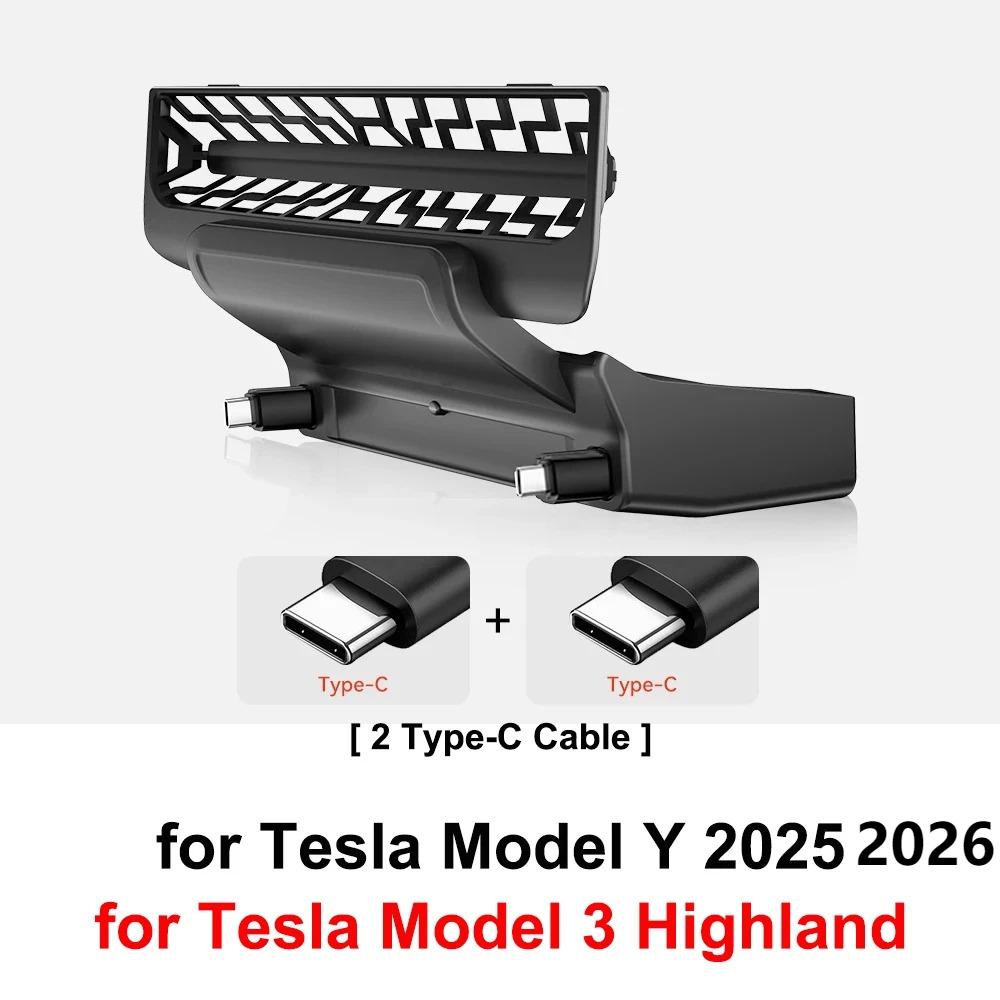 For Tesla Model 3 Y Highland Juniper 2026 Rear Air Vent 27W Quick Charger USB Shunt HUB Intelligent Docking Station Accessories