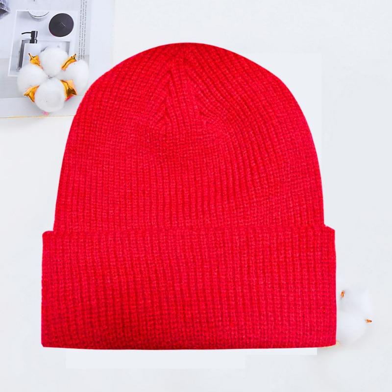Winter knitted hat embroidered wool hat warm men's and women's simple fashion acrylic pullover hat