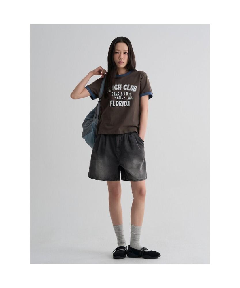 8SECONDS Double-Pleat Denim Shorts Gray