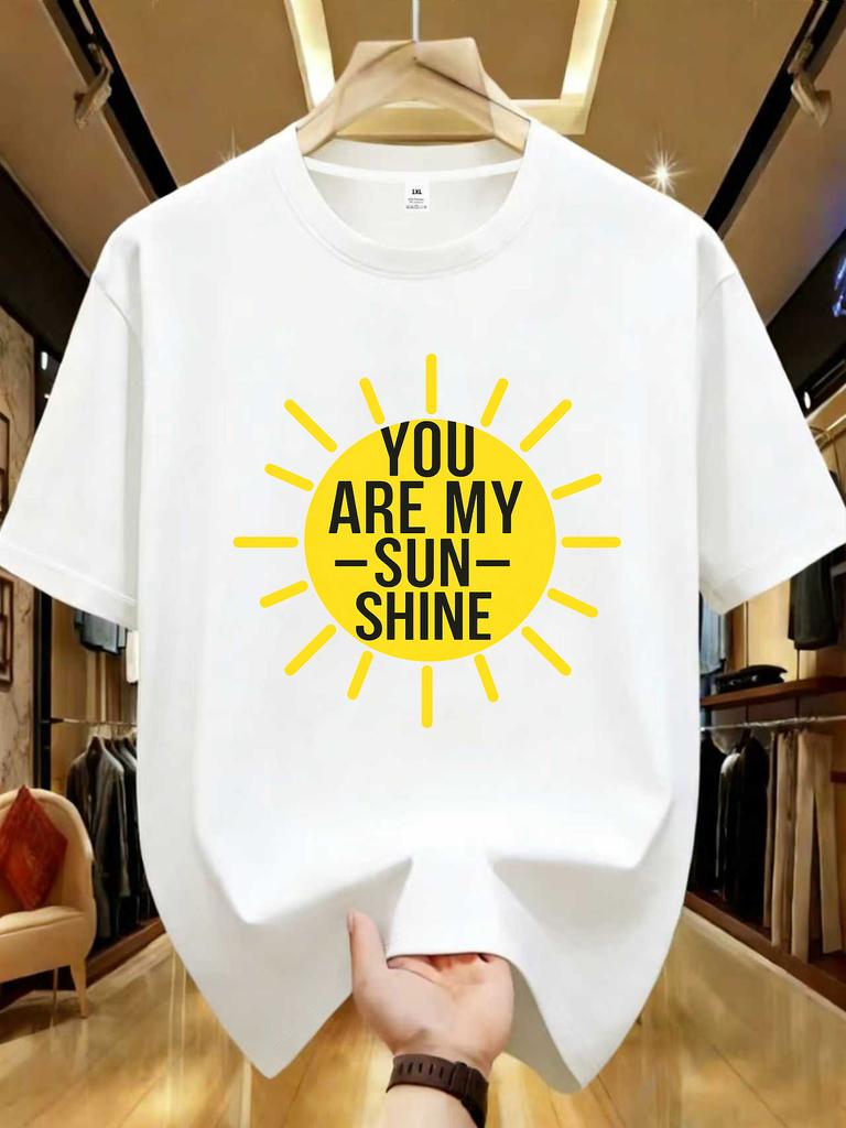 Wds01391sun Print Plus Size Unisexs Round Neck Tshirt Summer Casual Street Fashion Unisexs Joker Short Sleeve Tshirt